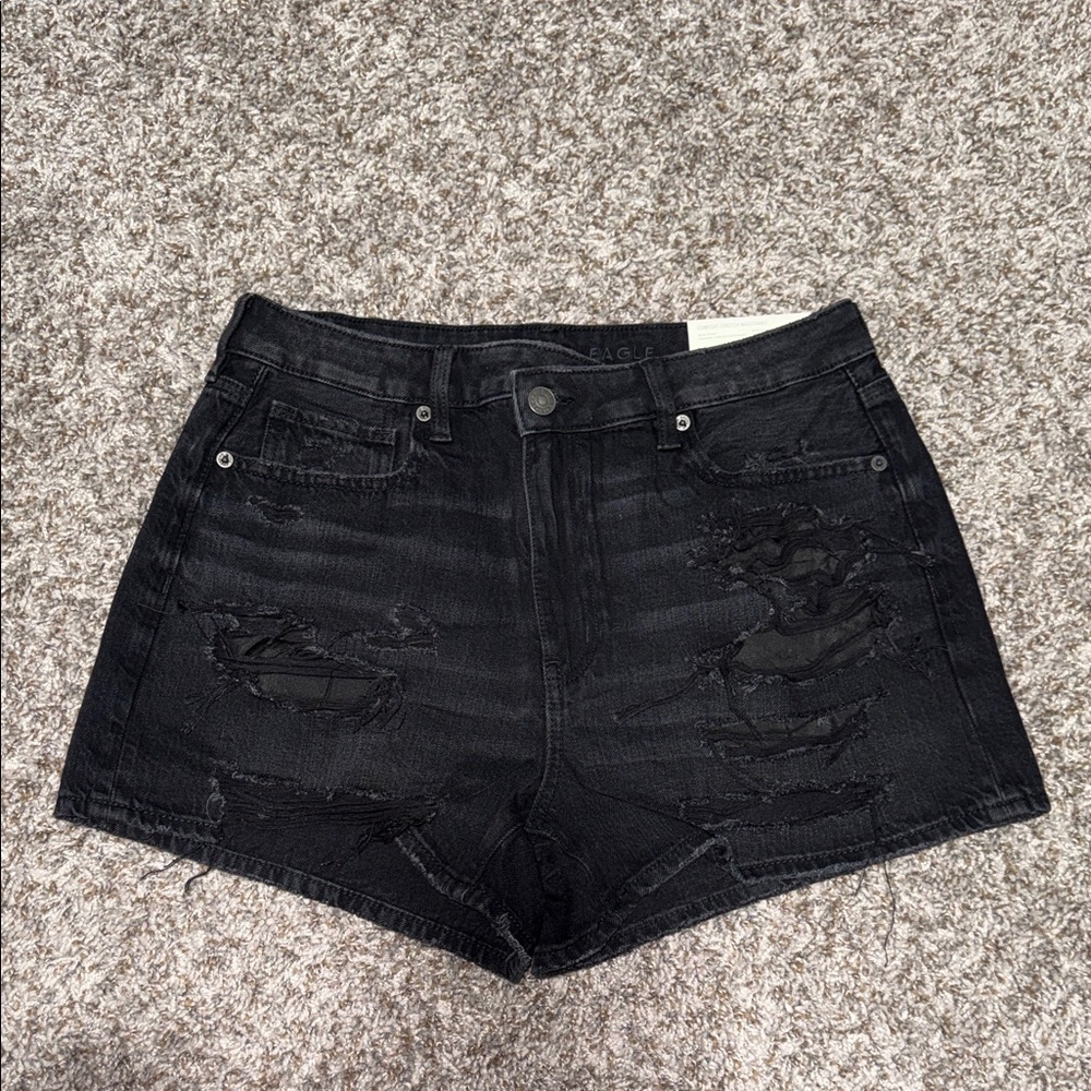 American Eagle Outfitters Black Ripped Jean Shorts